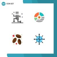 4 User Interface Flat Icon Pack of modern Signs and Symbols of exercise statistics chart business coffee Editable Vector Design Elements