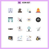 conjunto de pictogramas de 16 colores planos simples de habilidades de cono de herramienta habilidades hombre paquete editable de elementos creativos de diseño de vectores