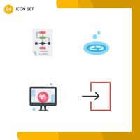 4 Thematic Vector Flat Icons and Editable Symbols of business love process water online Editable Vector Design Elements