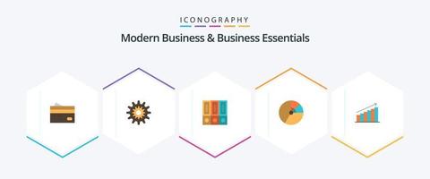 Modern Business And Business Essentials 25 Flat icon pack including data. files. settings. work. system vector