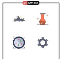 User Interface Pack of 4 Basic Flat Icons of nature anti mountain biochemistry antibacterial Editable Vector Design Elements