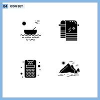 conjunto de 4 iconos de interfaz de usuario modernos símbolos signos para tarjeta de barco máquina seca de río elementos de diseño vectorial editables vector