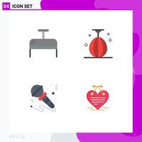 Editable Vector Line Pack of 4 Simple Flat Icons of bag mic bag speed music Editable Vector Design Elements