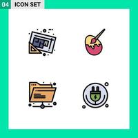 Set of 4 Modern UI Icons Symbols Signs for blueprint folder tools easter network Editable Vector Design Elements