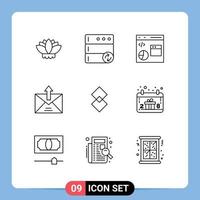 9 User Interface Outline Pack of modern Signs and Symbols of coin sent develop outline commerce Editable Vector Design Elements