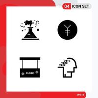 Stock Vector Icon Pack of 4 Line Signs and Symbols for factory close smoke yen ballot Editable Vector Design Elements