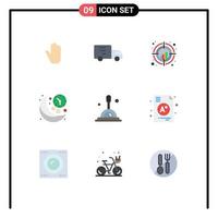 paquete de iconos de vector de stock de 9 signos y símbolos de línea para elementos de diseño de vector editables de tendencia de línea de gráfico de luna de tiempo