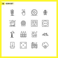 Outline Pack of 16 Universal Symbols of business solution arrow treatment medical Editable Vector Design Elements