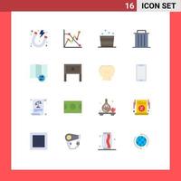 Set of 16 Vector Flat Colors on Grid for sync trash relax remove garbage Editable Pack of Creative Vector Design Elements