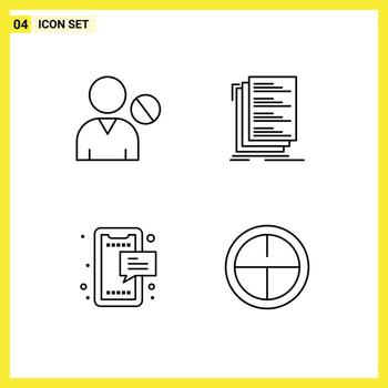 Set of 4 Vector Filledline Flat Colors on Grid for avatar list people coding chat Editable Vector Design Elements