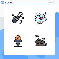 Set of 4 Modern UI Icons Symbols Signs for cleaner games pipe love holding Editable Vector Design Elements