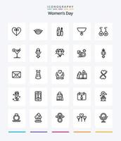 Creative Womens Day 25 OutLine icon pack  Such As day. women. women. bottle. shade vector