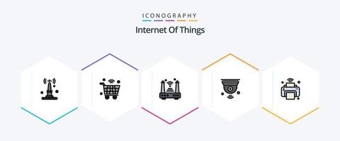 Internet Of Things 25 FilledLine icon pack including iot. internet. wifi. camera. things vector