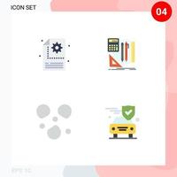 User Interface Pack of 4 Basic Flat Icons of creative ice setting calculator car Editable Vector Design Elements