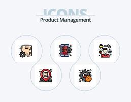 línea de gestión de productos llena de icono paquete 5 diseño de iconos. producto. ejecutivo. editar. administrador. paquete vector