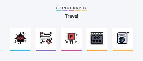 paquete de 5 iconos llenos de línea de viaje que incluye recorrido. global. luz. el. reloj. diseño de iconos creativos vector
