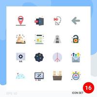 16 Universal Flat Color Signs Symbols of capital spa solving relaxation point back Editable Pack of Creative Vector Design Elements