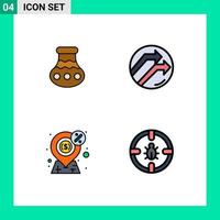4 User Interface Filledline Flat Color Pack of modern Signs and Symbols of pot dollar pongal business money Editable Vector Design Elements