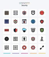 paquete de iconos rellenos de 25 líneas de seguridad creativa, como seguridad. proteccion. servidor. contraseña. ubicación vector