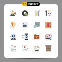 Pack of 16 creative Flat Colors of creative develop drink css code Editable Pack of Creative Vector Design Elements