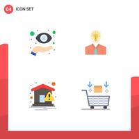 Pack of 4 Modern Flat Icons Signs and Symbols for Web Print Media such as eye growth view idea notice Editable Vector Design Elements