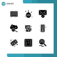 Modern Set of 9 Solid Glyphs and symbols such as mobile cloud search holidays cloud service cloud computing Editable Vector Design Elements