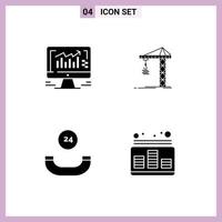 Set of Commercial Solid Glyphs pack for computer all time monitor construction support Editable Vector Design Elements