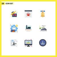 9 User Interface Flat Color Pack of modern Signs and Symbols of statistical business development analytics usa Editable Vector Design Elements