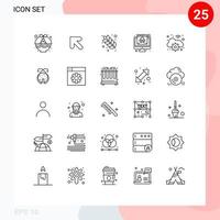 Line Pack of 25 Universal Symbols of cloud data dish cyber computer Editable Vector Design Elements