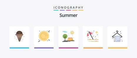 paquete de 5 iconos de verano que incluye toalla de playa. paraguas. cámping. verano. playa. diseño de iconos creativos vector