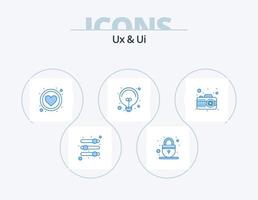 ux y ui blue icon pack 5 diseño de iconos. foto. solución. favorito. luz. bulbo vector