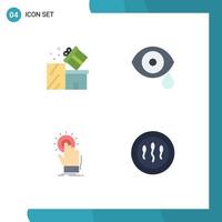 4 Thematic Vector Flat Icons and Editable Symbols of gift drops shopping eye click Editable Vector Design Elements