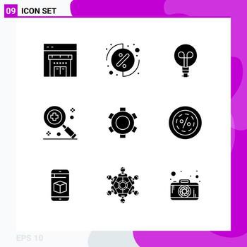 9 Solid Glyph concept for Websites Mobile and Apps e ui design setting basic Editable Vector Design Elements