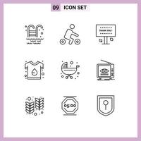 Modern Set of 9 Outlines and symbols such as shirt print sign design brand Editable Vector Design Elements