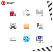 Modern Set of 9 Flat Colors and symbols such as sponge glasses email movember moustache Editable Vector Design Elements