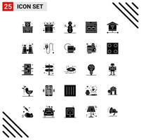 Set of 25 Modern UI Icons Symbols Signs for binocular internet winter security website Editable Vector Design Elements