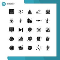 25 Universal Solid Glyphs Set for Web and Mobile Applications leader success group promotion capitol Editable Vector Design Elements