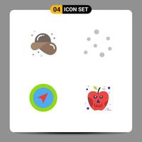 4 Universal Flat Icon Signs Symbols of beach map straw hat bubbles pin Editable Vector Design Elements