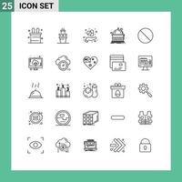 Modern Set of 25 Lines and symbols such as prohibited forbidden medicine cancel learning Editable Vector Design Elements