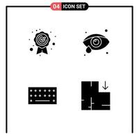 Pack of 4 Modern Solid Glyphs Signs and Symbols for Web Print Media such as best quality apartment eye care hardware scheme Editable Vector Design Elements