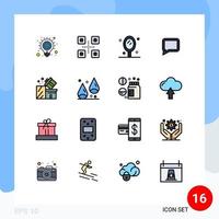 Mobile Interface Flat Color Filled Line Set of 16 Pictograms of package gift beauty message chat Editable Creative Vector Design Elements