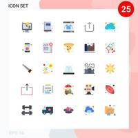 Pictogram Set of 25 Simple Flat Colors of knowledge rainy modern cloud up Editable Vector Design Elements