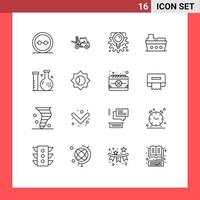 16 Creative Icons Modern Signs and Symbols of disease sea transport marine process Editable Vector Design Elements