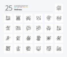 Wellness 25 Line icon pack including exercise. medicine. tray. hospital. spa vector