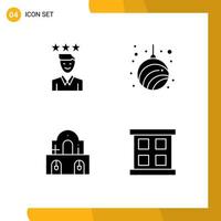 Pack of 4 creative Solid Glyphs of business year job garland christmas Editable Vector Design Elements
