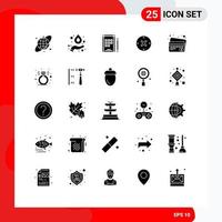 Pack of 25 Modern Solid Glyphs Signs and Symbols for Web Print Media such as present payment notes credit card cancel Editable Vector Design Elements