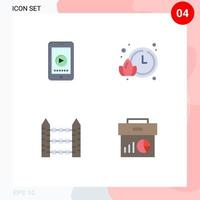 Pack of 4 Modern Flat Icons Signs and Symbols for Web Print Media such as phone security vedio watch wire Editable Vector Design Elements