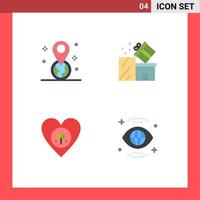 Editable Vector Line Pack of 4 Simple Flat Icons of geolocation ecology pin package favorite Editable Vector Design Elements
