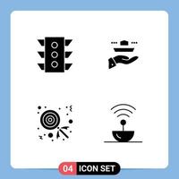 Universal Solid Glyph Signs Symbols of light dinner navigation resturant dessert Editable Vector Design Elements