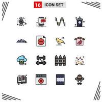 Universal Icon Symbols Group of 16 Modern Flat Color Filled Lines of landscape shop pitch hot drink Editable Creative Vector Design Elements